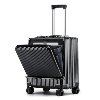 Boarding suitcase men's trolley case 20 inches 18 business frame aluminium suitcase front open business trip code box women