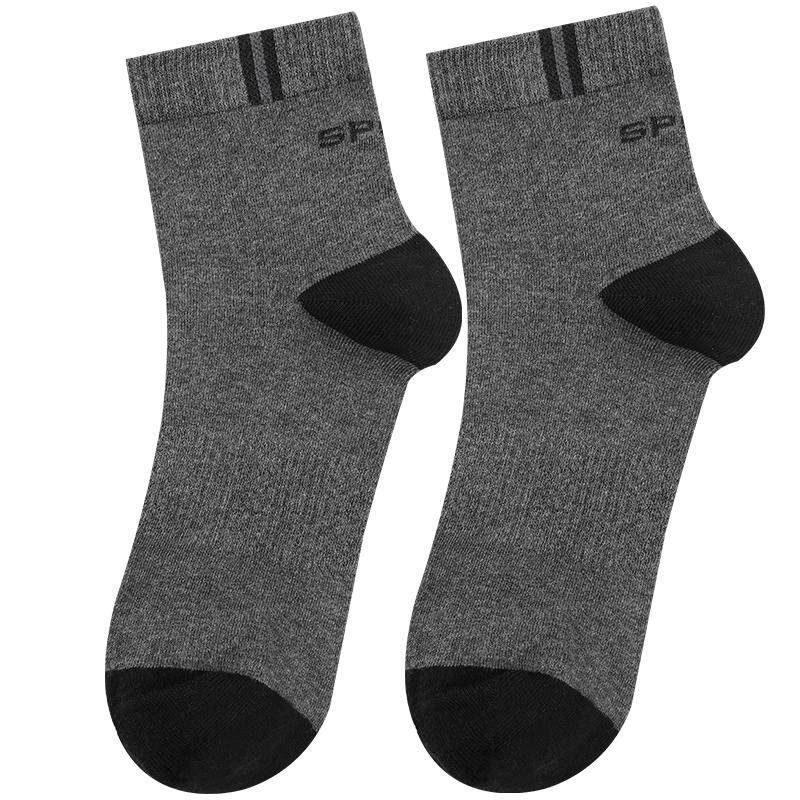 Langsha men's antibacterial and deodorant pure cotton sports mid-calf socks