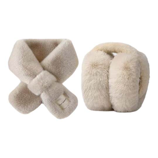 Warm two-piece set with extra thick earmuffs and scarf