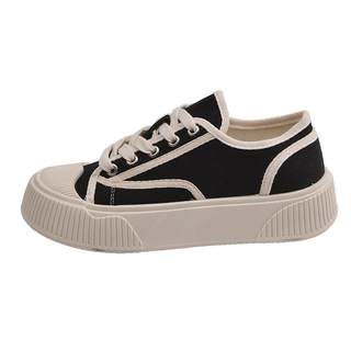 High-end black canvas shoes for women Korean style flat sneakers