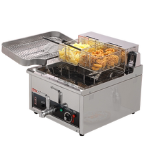 Electric fryer frying pan commercial electric frying pan frying machine double-cylinder desktop large-capacity burger stall equipment deep-fried skewers