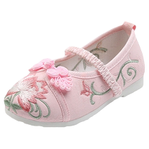 Hanfu shoes girls embroidered shoes Chinese style childrens handmade cloth shoes baby ancient style princess costume shoes 2021 autumn