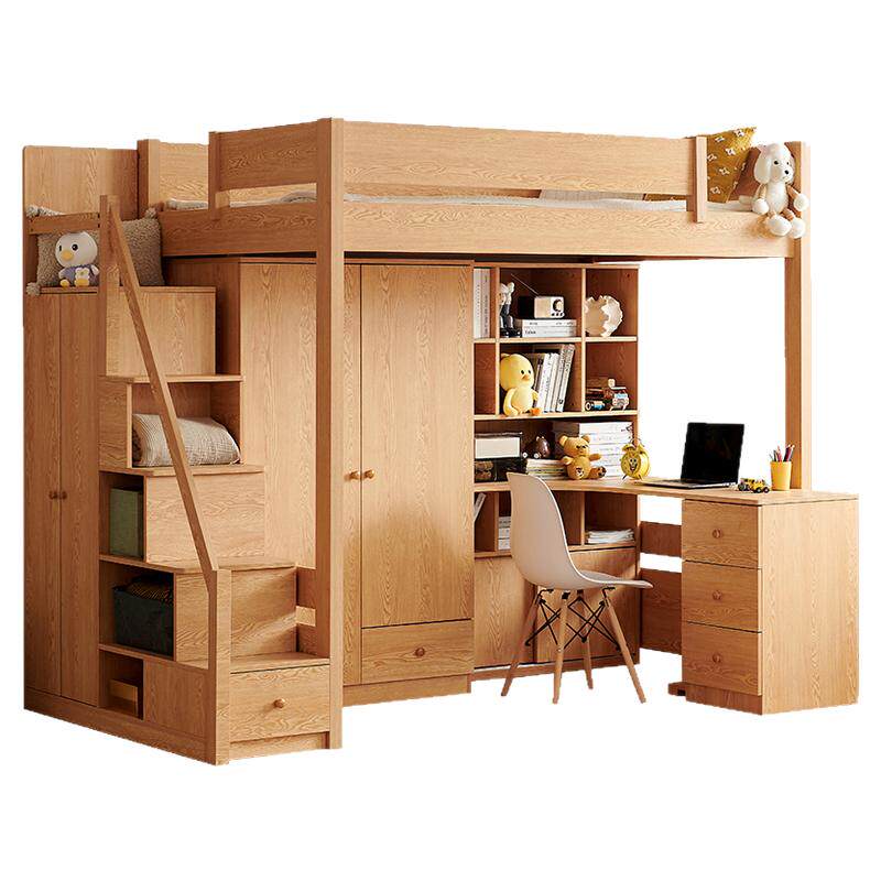 Shimu log style solid wood upper bed and lower table