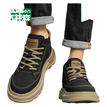 Mulinsen high-top shoes for men 2024 new autumn outdoor genuine leather casual inner increase high-top British workwear leather shoes