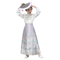 Girls horse face skirt suit 2024 new summer high-end childrens Hanfu Chinese style national style little girl ancient style Tang suit