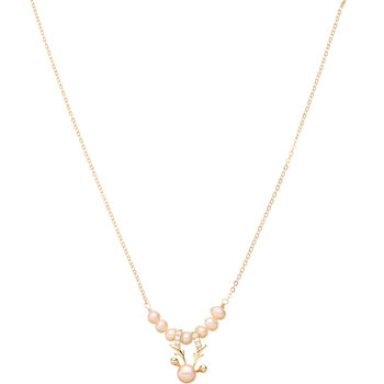 Christmas deer pink freshwater pearl necklace for girlfriend