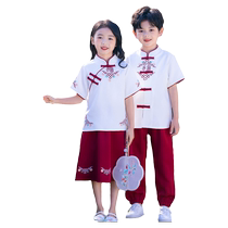 Chinese wind class uniforms for elementary school students in summer clothing 2024 new acting out of suit childrens hanfu suit kindergarten gardeners