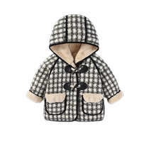 Girls coats cotton-padded coats autumn and winter clothes 2024 new baby girls velvet thickened tops childrens winter childrens cotton-padded jackets