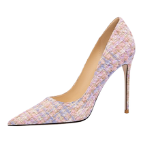 Lily Wei (Yali) small fragrant style high heels womens 2024 autumn new pointed toe shallow mouth temperament single shoes