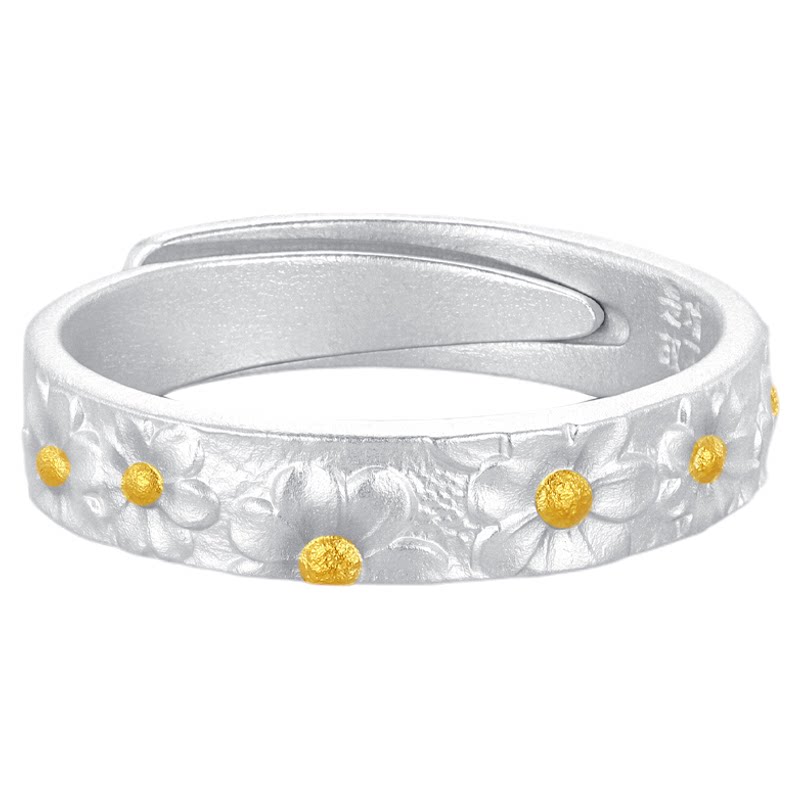 Trendy Acer Chasing Daisy Silver Ring Women's Ring Fashionable Adjustable Silver Jewelry Ring Hand Jewelry Silver Ring