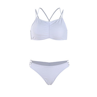 欧美ins度假三角黑色交叉美背分体泳衣女性感比基尼三点式丁字T裤