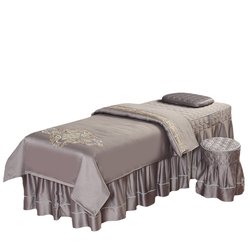 Satin cotton embroidered beauty bedspread set of four European style simple therapy SPA massage parlor new high-end shampoo bed