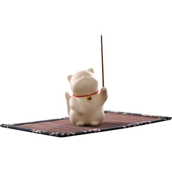 Cute cat incense stick incense burner ceramic aromatherapy burner ornaments indoor dotted line indoor indoor indoor incense incense incense plate ແທ່ງເຄື່ອງທູບ