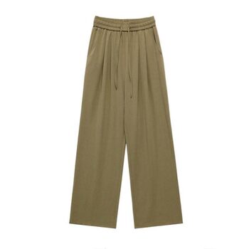 Pant alley casual wide leg pants women's 2023 summer thin loose straight pants lazy style tie drape floor-mopping long pants