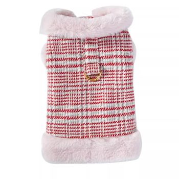 Puppy clothes, pet clothing, teddy bichon schnauzer, small dog autumn and winter style, dotted rabbit fur traction vest