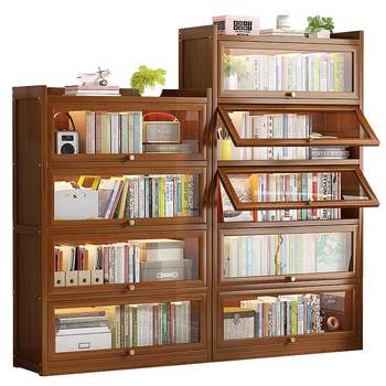 Simple bookshelves and floor-to-ground living room