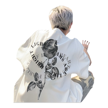 American high street short-sleeved T-shirt for boys in summer thin pure cotton white mens trendy brand handsome loose mens clothing