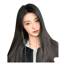 Wig piece for women with long black straight hair middle parting without bangs natural head invisible hair increase fluffy real hair full real hair