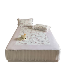Summer high-end French ice silk mat bed skirt category A maternal and infant grade ice silk mat machine washable retro style soft mat 3