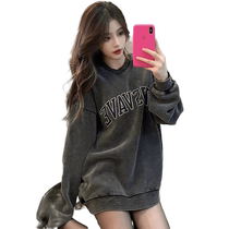 420g heavyweight basic American retro round neck sweatshirt for men ins trendy high street vintage couple tops