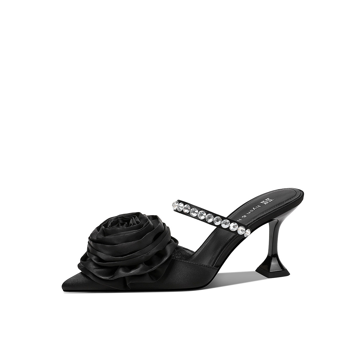 [Cornelian Pink] HYSN Designer Handmade Satin High Heels for Women, Socialite Shoes, Closed-Toe Slippers, Mules