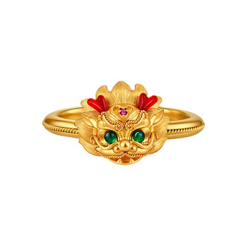 Palace quality ancient handmade gold unicorn ring
