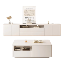 Wanyu TV cabinet and coffee table combination small apartment living room white minimalist floor cabinet simple modern floor-standing
