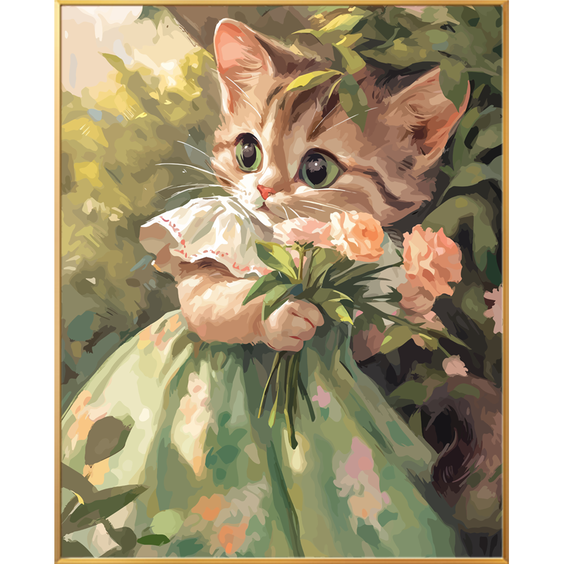 油彩画　猫 瓦妮莎数字油画填色画可DIY手工猫咪油画作品-Taobao-Tmall