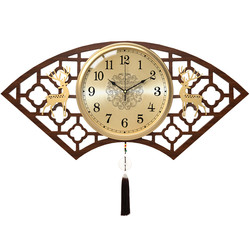 Kangbas Wooden Wall Clock Silent Clock New Chinese Style Living Room Decoration New High-End Wall-Mounted Light Luxury Quartz Clock