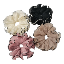 Temperament chiffon large intestine hair ring pleated hair rope womens fashionable ball head tie scalp tendon hair accessories ponytail head rope large size
