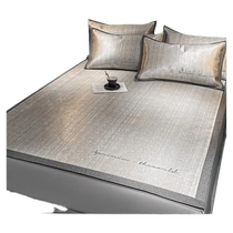Summer ice silk mat summer new household three-piece set washable machine washable bed sheet straw mat single ice mat