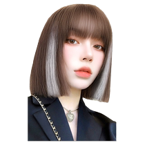 Wig for women with highlights gradient hair pieces ear-hanging dyed one-piece short hair colorful hair extensions long hair pink seamless hair extensions