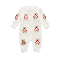 Manxi Half Velvet Baby Home Clothes Male and Female Baby Onesies Winter Clothes Newborn Harness Bear Style Autumn
