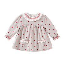 David Bella 2024 Autumn New Childrens Clothing Girls Dress Baby Baby Skirt Childrens Cotton Polka Dot Skirt