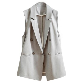 Thin tencel linen grey suit vest 2026 ຄົນອັບເດດ: ແມ່ຍິງ summer ຮູບແບບໃຫມ່ວ່າງຂະຫນາດໃຫຍ່ vest vest ສໍາລັບ outerwear