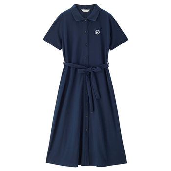 Giordano skirt ແມ່ຍິງ summer ໃຫມ່ຝ້າຍບໍລິສຸດເສື້ອ skirt embroidered ສາຍດຽວເຕົ້ານົມ lapel dress 13464303