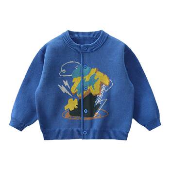 Rabbit tree children's clothing boys' sweater cardigan spring and autumn baby girl's knitted wool cardigan jacket