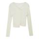 GcruesV neck tilt placket sweater solid color