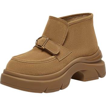 Bestu winter mall new retro plus velvet genuine leather all-inclusive birkenstock shoes thick heels women's single shoes upv03dd4