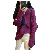 2020 new autumn and winter v-neck pullover lazy style Japanese vintage twist sweater for women winter thickened loose outer wear