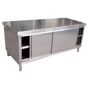 304 extra thick 1.5 overall welded stainless steel sliding door workbench kitchen cabinet operation table kitchen hotel bowl
