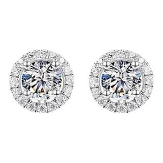 Pt950 Platinum Imported American Moissanite Diamond D Color Luxury Dandelion 18K Platinum Full Diamond Round Earrings