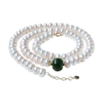 Queen of pearls and field jade freshwater pearl necklace