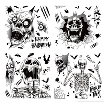 Halloween Decorative Skull Stickers Halloween Party Supplies Pumpkin Window Stickers Halloween Bat Blood Drops Static Stickers