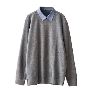 小耳出品【男女同款】假两件POLO领/雪花棉/内里加绒宽松显瘦卫衣