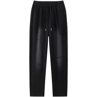 Мужские брюки осень-зима 2025, новые модные спортивные свободные прямые плюс бархатные повседневные брюки градиентного цвета