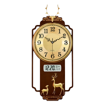 New Chinese Perforated Clock Hanging Clock Living Room Home Fashion Atmosphere Hanging Wall Clock 2024 New Light Extravagant Calendar