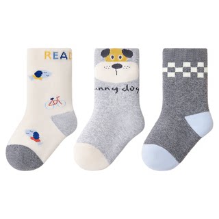 Xiaolongren boneless baby autumn and winter thickened terry socks