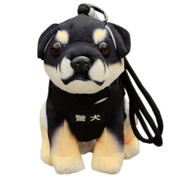 Simulation police dog pendant doll plush toy cute dog drug detection dog search and rescue dog car ornament bag charm doll