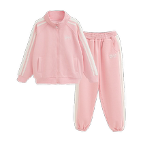 Girls sportswear childrens spring and autumn clothing 2023 new medium and large childrens coat and pants two-piece set Western style childrens clothing